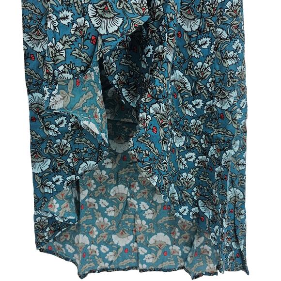 Band Of The Free Womans size M Jewel Teal Floral Faux Wrap Maxi Dress Boho NEW - Picture 4 of 8